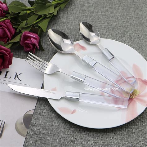 Transparent Handle Stainless Steel Flatware Sets for Household and ...