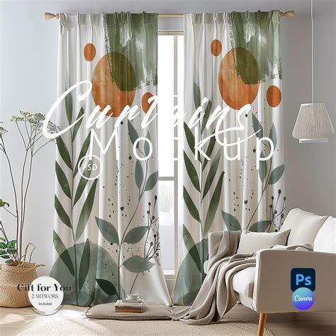 Curtain Mockup, Living Room Curtain Mock Ups,photoshop Mock Up, Drag ...