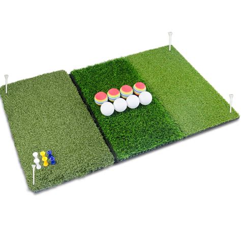 Buy Perfshot Tri-Turf 3-in-1 Golf Hitting Mat with Realistic Tee Box ...