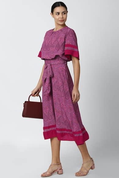 Buy Women Purple Print Casual Dress Online - 701709 | Van Heusen