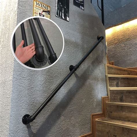 Buy Wall Handrail 9ft Section for Stairs Steps -Dark Iron-Easy Install ...