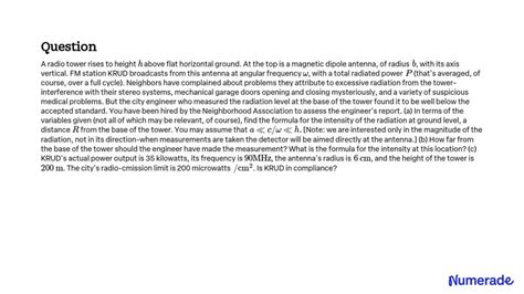 SOLVED:A radio tower rises to height h above flat horizontal ground. At ...