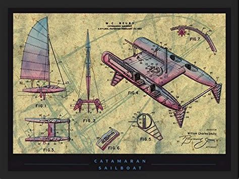 Buyartforless Framed Catamaran Sailboat 36x24 Art Print Poster ...