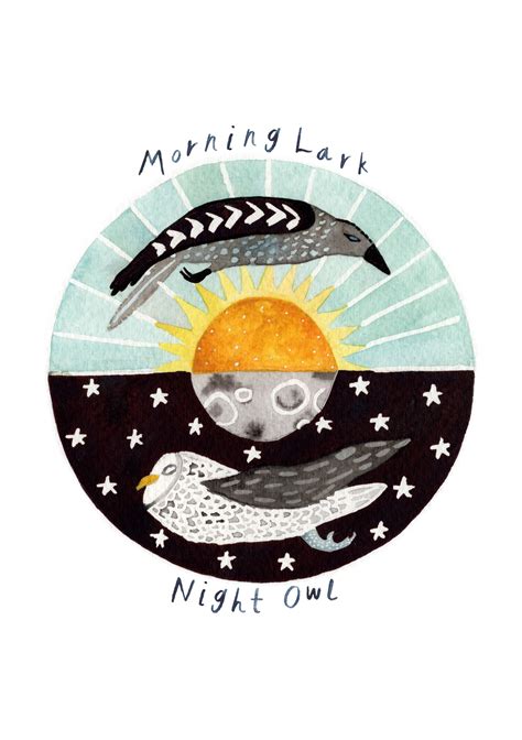 Night Owl Morning Lark Illustrated Watercolour // Morning and Night ...