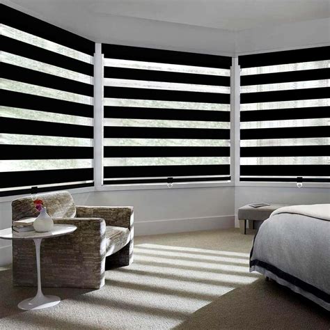Cordless Zebra Blinds for Windows Blackout,Black Zebra Roller Blinds,Window Blinds and Shades ...