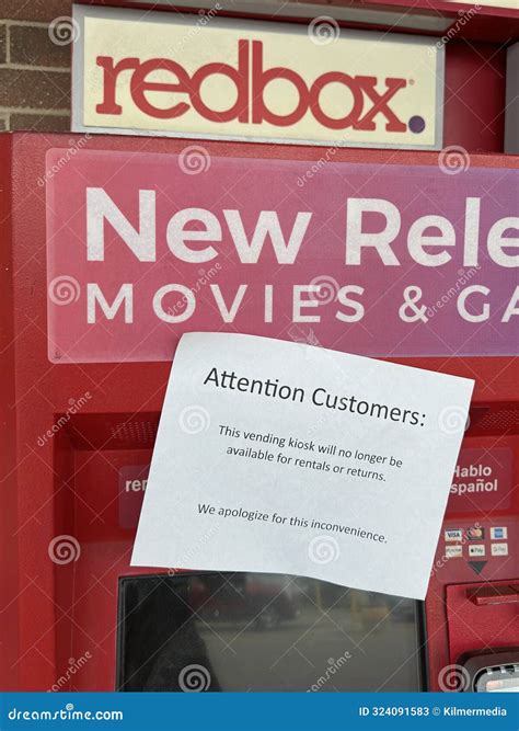 Redbox Video and Game Rental Machine with Closing Notice Attached Stock ...