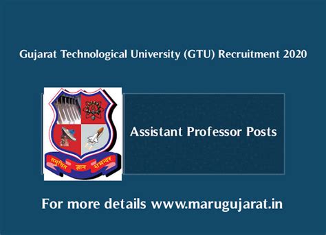 Gujarat Technological University (GTU) Recruitment for Assistant ...