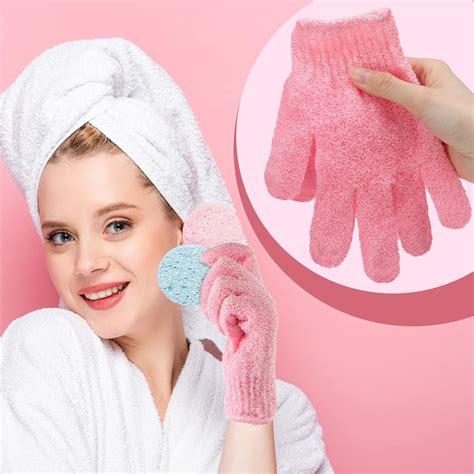 Buy 50 Pcs Exfoliating Gloves for Body, Double Sided Exfoliating Bath ...
