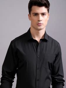 HIGHLANDER Men Solid Formal Black Shirt - Buy HIGHLANDER Men Solid ...