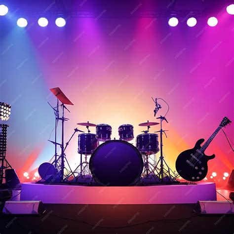 Premium Photo | Concert stage on rock festival music instruments ...