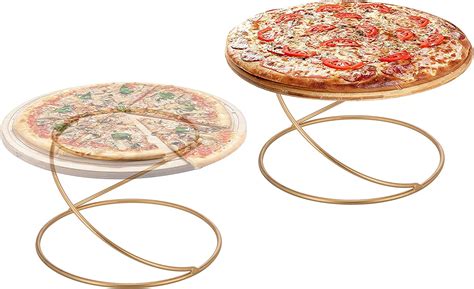 Buy MyGift Modern Gold Wire Metal Pizza Stand Tray Pedestal Rest ...