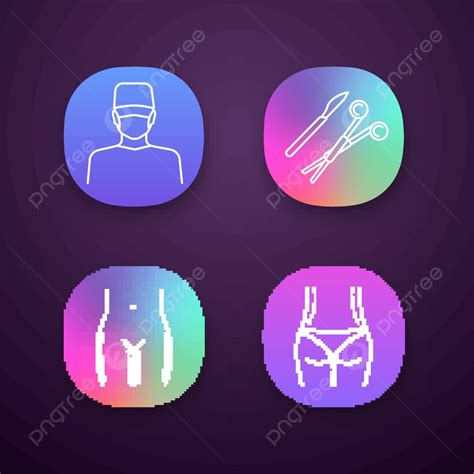 Plastic Surgery App Icons Set Flanks Treatment Reshape Vector, Flanks, Treatment, Reshape PNG ...