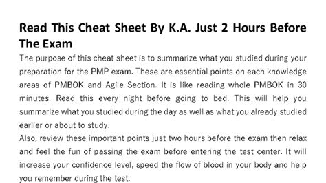 PMP Exam Cheat Sheet: Key Concepts & Tips for Success - Studocu