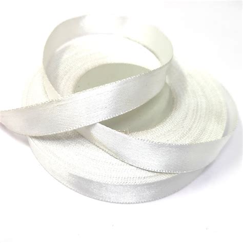 Anokhi Ada 12.5mm (Half inch) White Colour Double Side Satin Ribbon (R ...