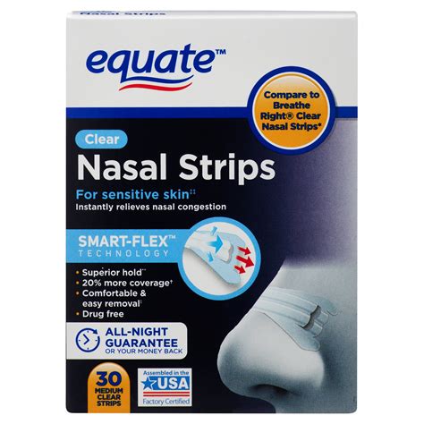 Equate Sensitive Skin Clear Nasal Strips, 30 Count, Compare to Breathe ...