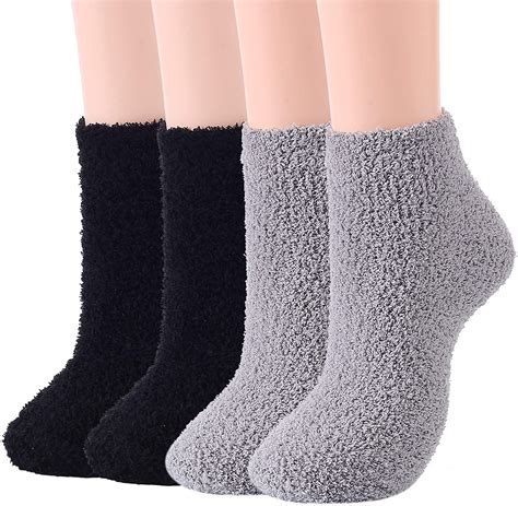 Zando Womens Fuzzy Socks Bulk Warm Fuzzy Slipper Socks Thick Fleece ...
