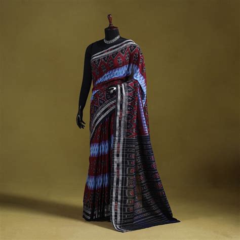 Maroon Ikat Handloom Pure Cotton Sambalpuri Saree