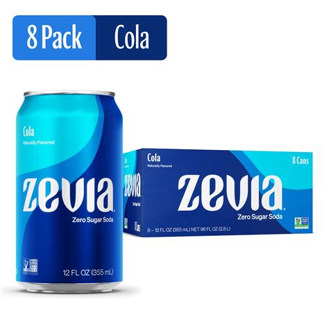 Zevia Zero Sugar, 0 Calorie Cola Soda Pop, 12 fl oz, 8 Pack Cans ...
