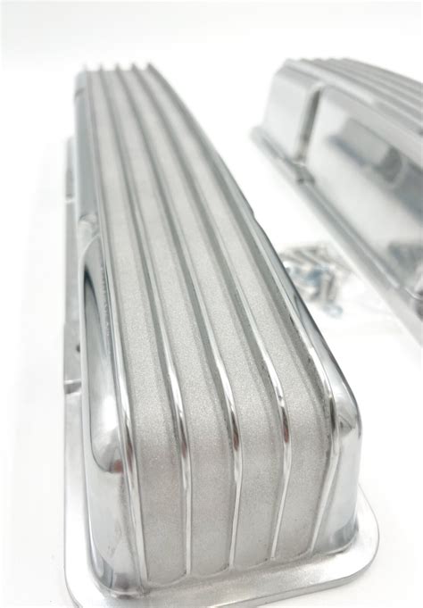 Polished Aluminum Finned Tall Valve Covers SBC Small Block Chevy 350 ...