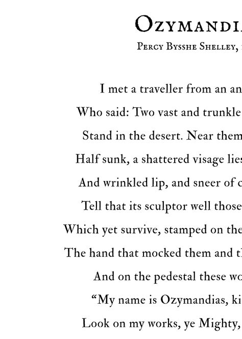Ozymandias Print Poem Wall Art Print Percy Bysshe Shelley Poetry Poster ...