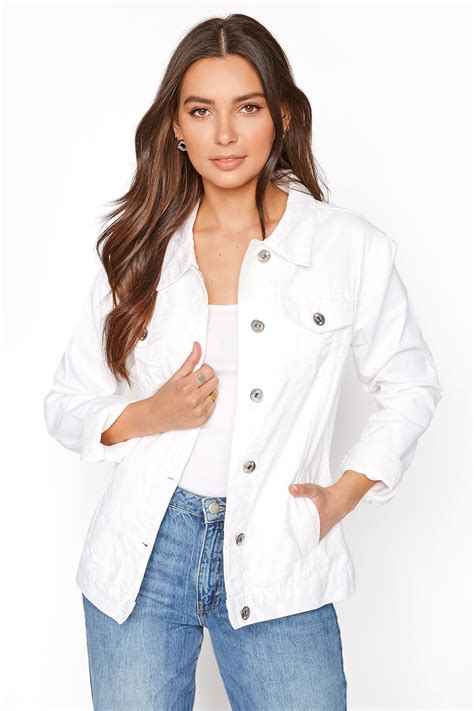 LTS White Denim Distressed Jacket | Long Tall Sally