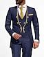 Men's Wedding Party Suits Light Blue Black Solid Colored Tailored Fit 3 ...