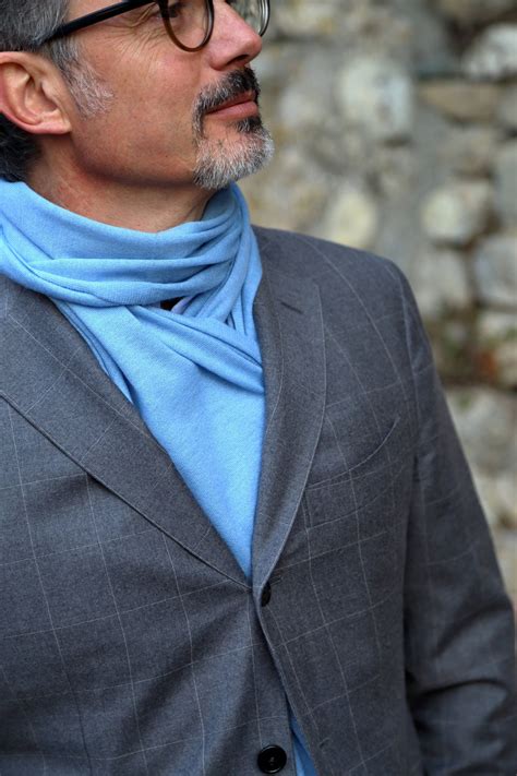 Men's Cashmere Scarf, Sky Blue Color. Light Cashmere Wool Scarf ...