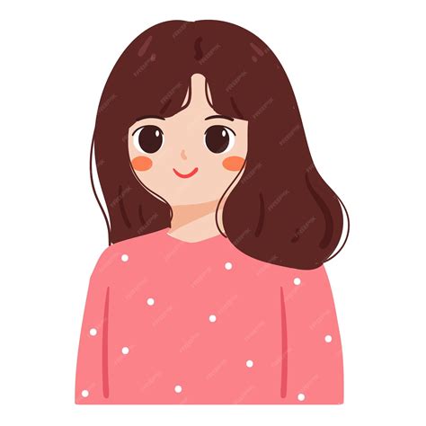 Hand drawing cartoon girl. cute girl drawing for profile picture ...