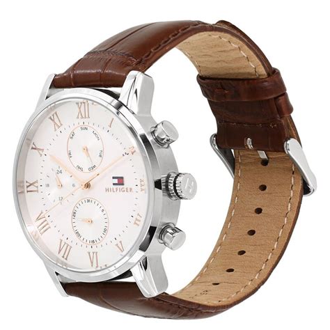 Buy Online Tommy Hilfiger Quartz Multifunction Silver Dial Leather ...