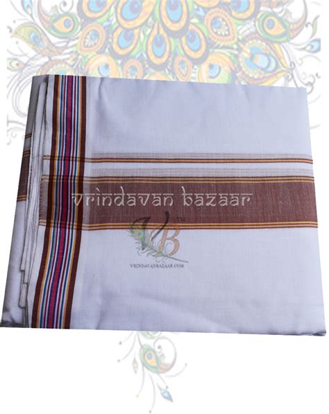 Cotton gents dhoti with broad border – Vrindavan Bazaar