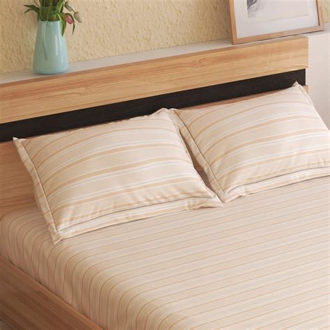 Buy Grandeur Cotton 300TC Striped 3Pcs King Fitted Bedsheet Set from ...
