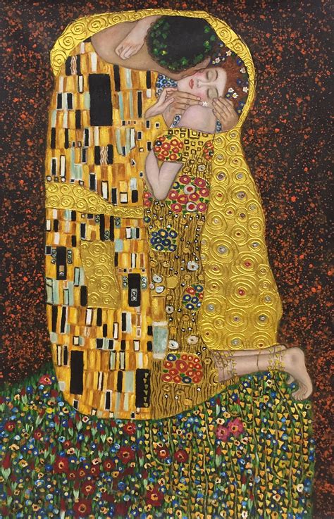 Gustav Klimt the Kiss Repro Oil Painting on | Etsy