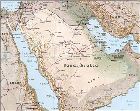 Hejaz Mountains Physical Map