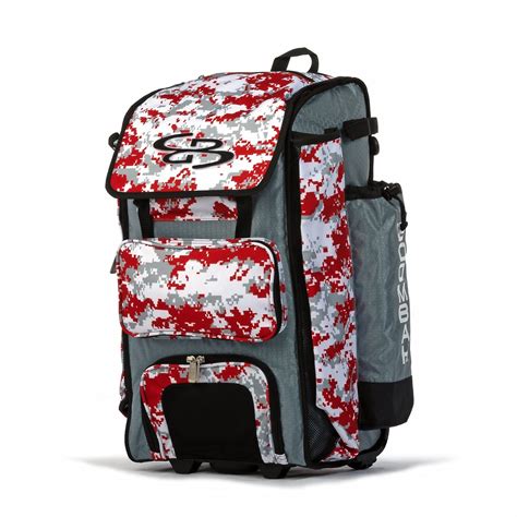 Boombah Catchers Superpack Hybrid Digital Camo Bat Bag Gray/Red ...