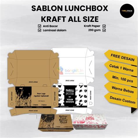 Sablon Lunch Box Kraft & Ivory Lipatan All SIze Custom Desain & Logo ...