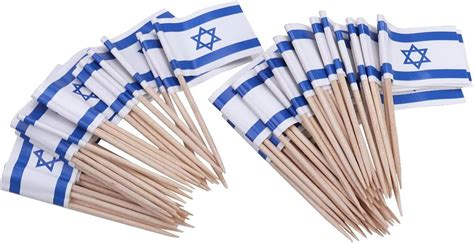 Small Israel Flag Cupcake Decorating 100 Pcs Flag Picks Israel Flag Toothpicks Cupcake Topper ...
