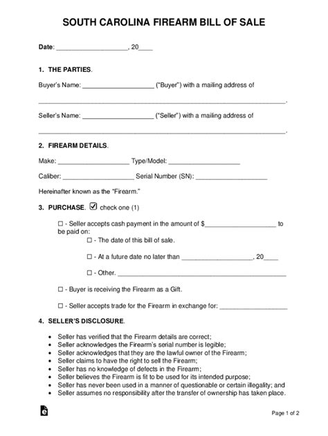 2021-2026 Form SC Firearm Bill of Sale - Blank Fillable Template | Fill ...