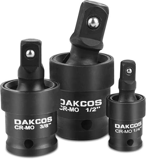 DAKCOS Universal Joint Socket Set, 3 Piece Impact Swivel Socket Set ...