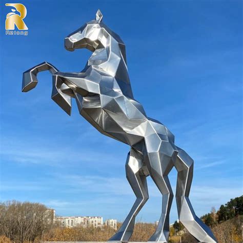 不锈钢马雕塑，广场景观摆件-宏通雕塑