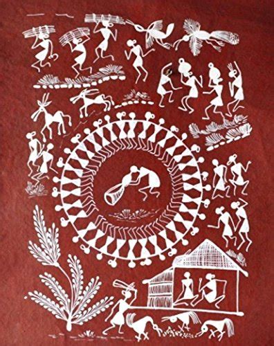 Warli Art Painting on Canvas Folk Dance Tarpa Dance : Amazon.in: Home ...