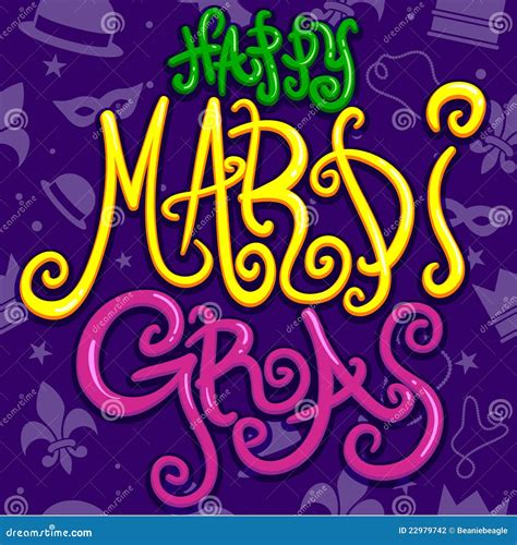 Happy Mardi Gras Poster. Ein Hefekuchen, A Bright Colourful Dessert On ...