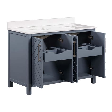 Bryce 49 in. Double Sink Blue Bathroom Vanity with Engineered Stone Top ...