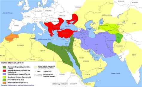 Państwa islamskie w 1510 roku - worldmap.pl