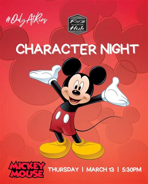 Mickey Mouse Character Dining Night @ Rivs , 1850 Hooper Ave, Toms ...