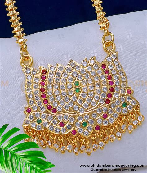 Buy Beautiful Impon Lotus Flower Stone Big Dollar Chain Gold Plated ...