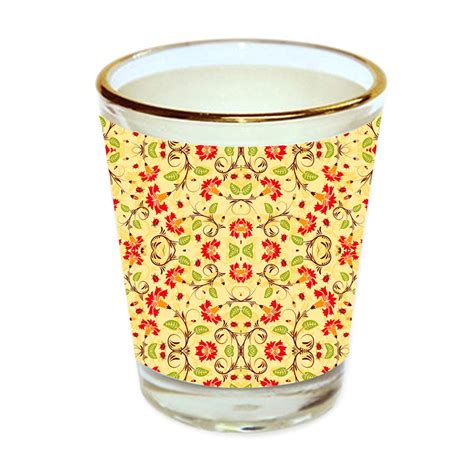 Buy Trienterprises Perfect Multicolor Floral Design Golden Rim Shot ...