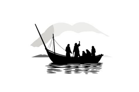 Jesus Disciples Boat Silhouette Simple Vector Illustration Illustration par Evoke City ...