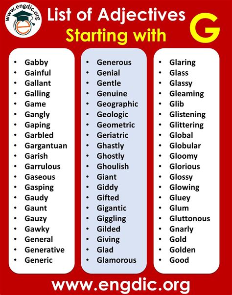 Describing Words That Start With G