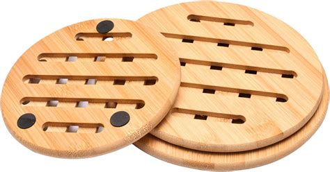 Buy GION 2Pcs Heat Resistant Wooden Coasters Pan Pot Holder, Heat ...