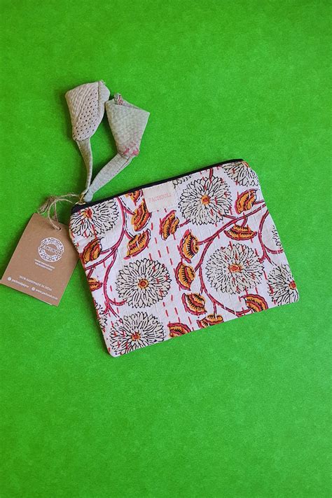 Sunflower Kantha Pouch